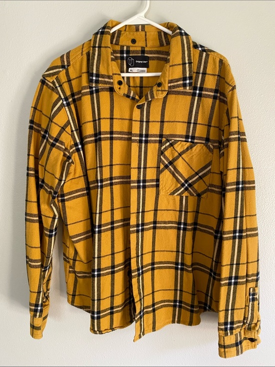 Original Use Other - Original Use Yellow and Black Plaid Button-Up Shirt